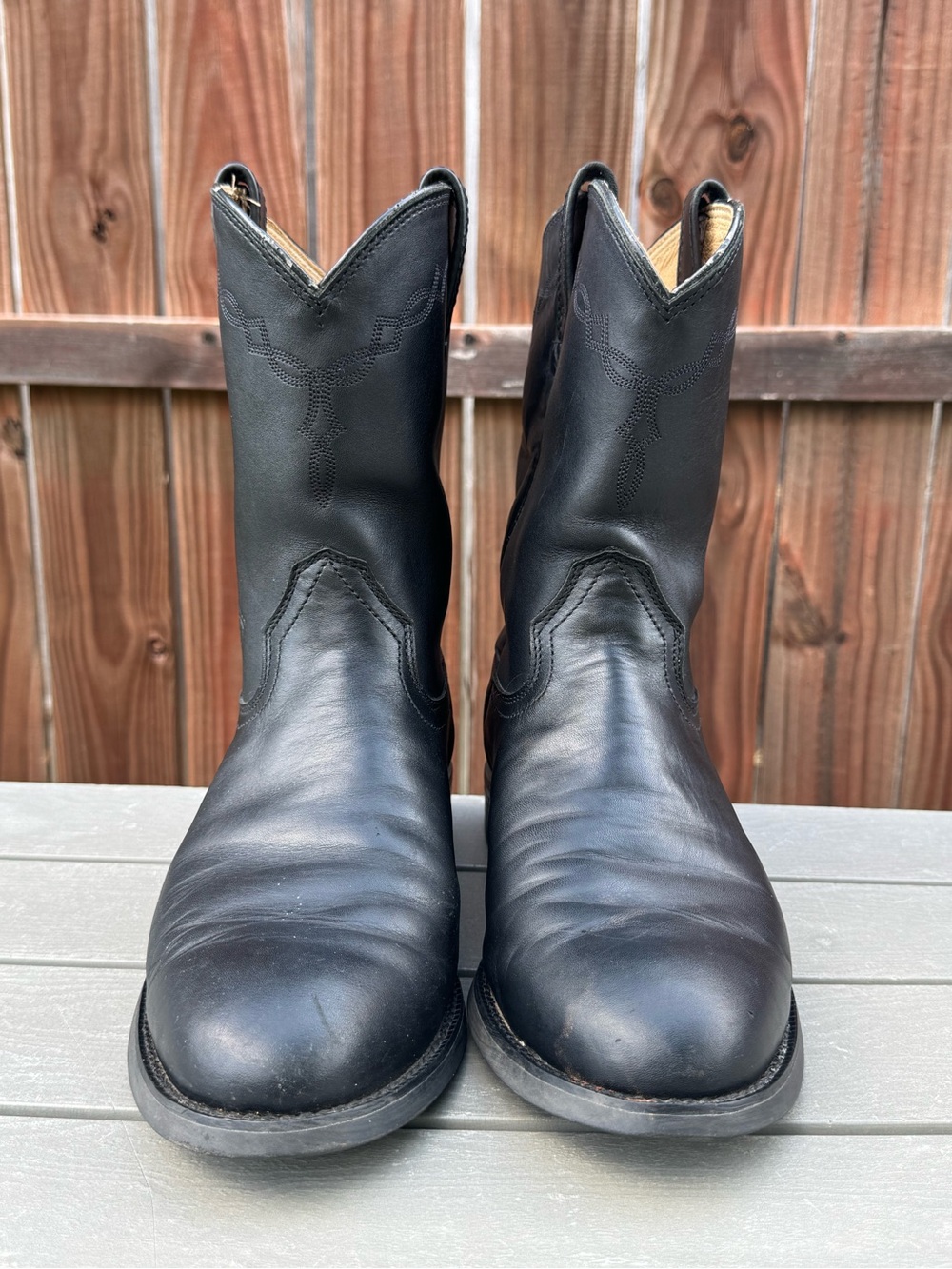 Ariat Heritage Roper Black Leather Western Boots Men’s 10EE Wide - Picture 3 of 16
